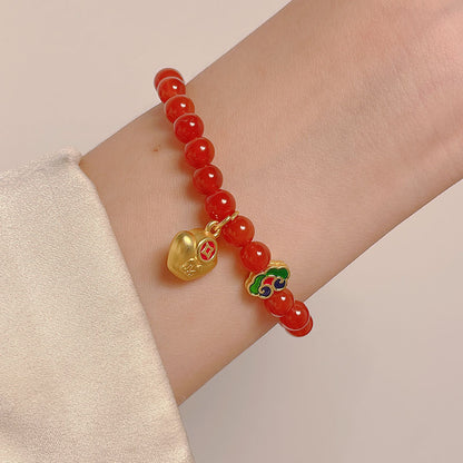 Red Agate Beaded Bracelet for New Year