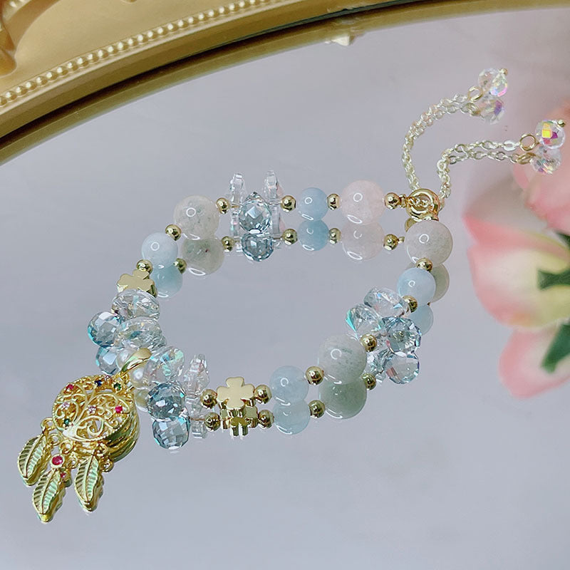 Cute Crystal Bracelet with Star and Flower Charms