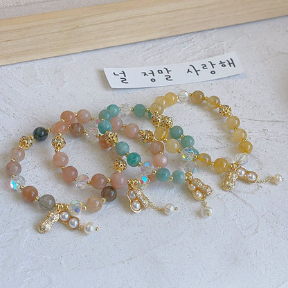 Prosperity Bracelet with Golden Hair Crystal and Peanut Beads