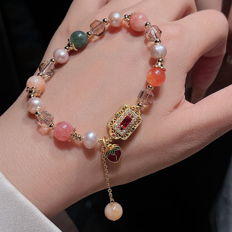 Natural Stone Colorful Beaded Bracelet Handcrafted Lucky Agate