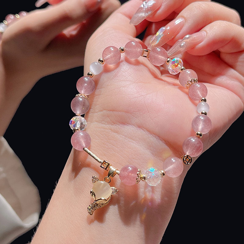 Natural Crystal Fox Lucky Grass Bracelet