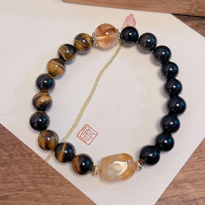 Yellow Wealth God Tiger Eye Stone Unisex Lucky Bracelet