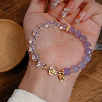 Double Luck Amethyst White Crystal Bracelet