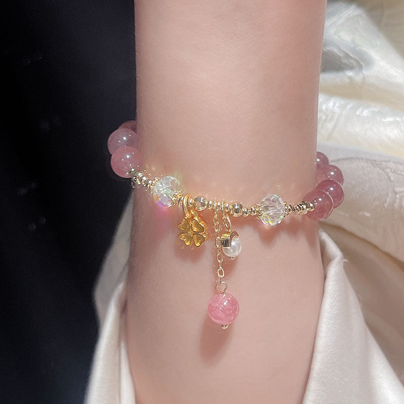 Strawberry Crystal Bracelet Summer Lucky Grass Metal Accessory