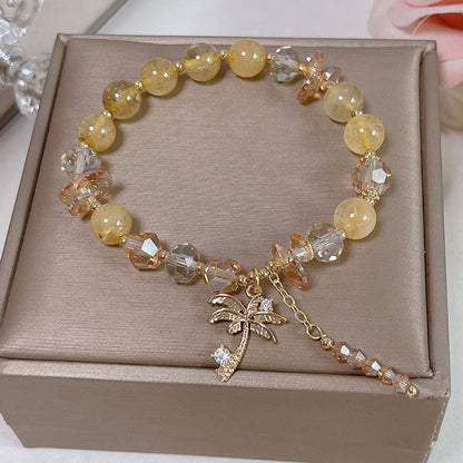 Colorful Natural Stone Crystal Pearl Bracelet Set for Fashionable Girls