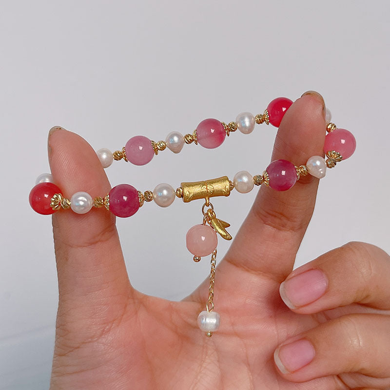 Colorful Beaded Bracelet with Sweet Delicate Charm