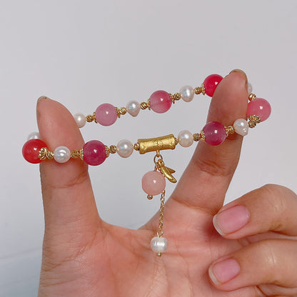 Colorful Beaded Bracelet with Sweet Delicate Charm