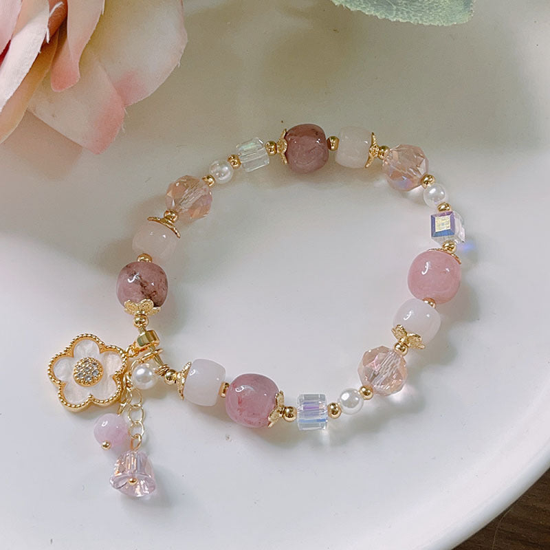 Cute Crystal Bracelet with Star and Flower Charms