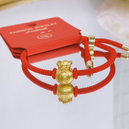 New Year Lucky Bag Red String Bracelet Year of the Gift Parent-child Couple Hand-woven Red Hand Rope Blessing Bracelet