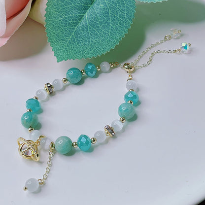 Cute Crystal Bracelet with Star and Flower Charms