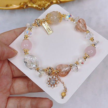 Fresh and Sweet Flower Bracelet with Zircon Inlay