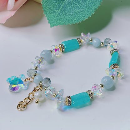 Cute Crystal Bracelet with Star and Flower Charms