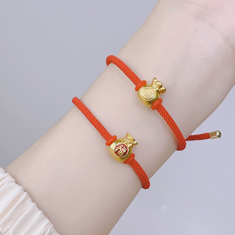 New Year Lucky Bag Red String Bracelet Year of the Gift Parent-child Couple Hand-woven Red Hand Rope Blessing Bracelet