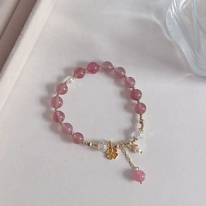 Natural Crystal Fox Lucky Clover Bracelet