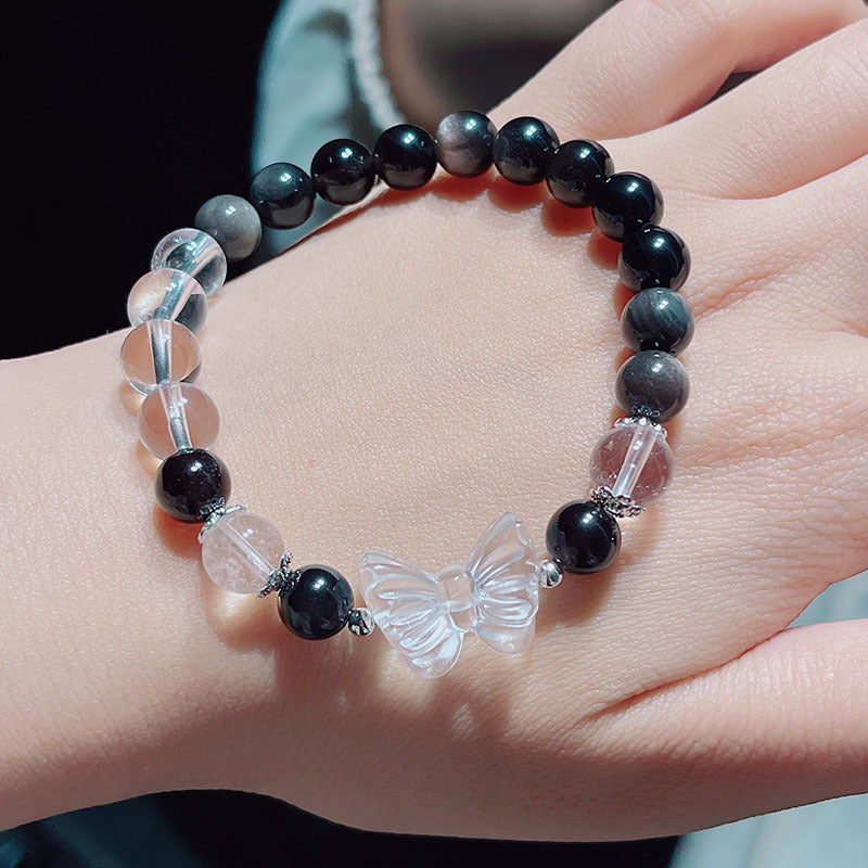 Black Silver Shiny Crystal Bracelet Fox Pixiu Couple Gift Jewelry