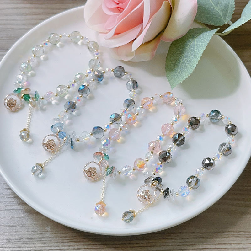 Cute Crystal Bracelet with Star and Flower Charms