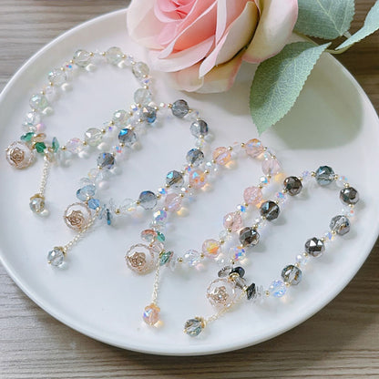 Cute Crystal Bracelet with Star and Flower Charms