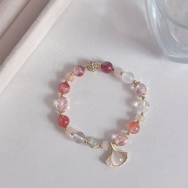 Natural Crystal Fox Lucky Clover Bracelet