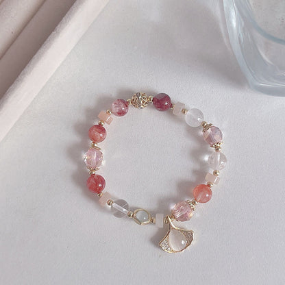 Natural Crystal Fox Lucky Clover Bracelet