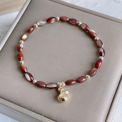 Mela Rad Wind Bracelet - Brown Coffee Shell Bead Lucky Bag Winter Hand Jewelry