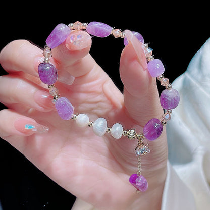 Natural Irregular Crystal Flower Bracelet Freshwater Pearl Tassel Bracelet