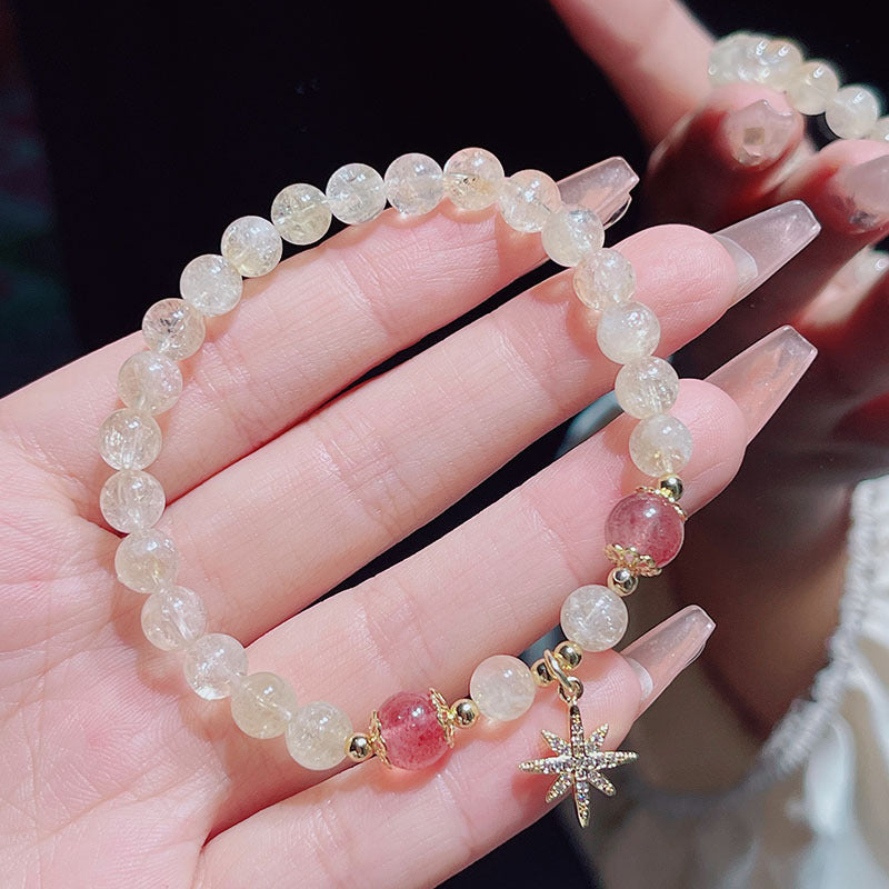 Yellow Crystal Beaded Bracelet with Delicate Butterfly and Star Pendant