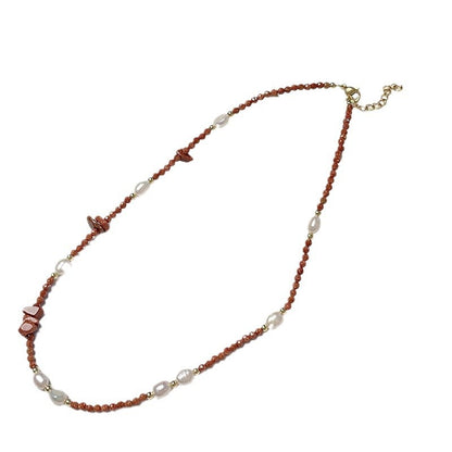 Dotted Starlight Coffee Gold Sandstone Pearl Collarbone Chain