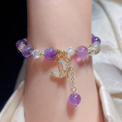 Butterfly Charm Beaded Crystal Bracelet for Women