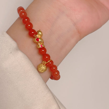 Red Agate Beaded Bracelet for New Year