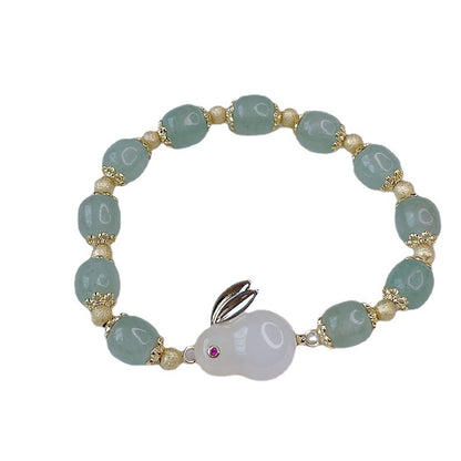 Natural Jade Rabbit Bracelet Charm Bracelet for Girlfriend