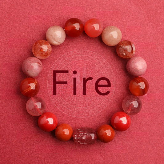 Fire Elemental-Red Agate Natural Crystal Multi-Treasure Auspicious Bracelet