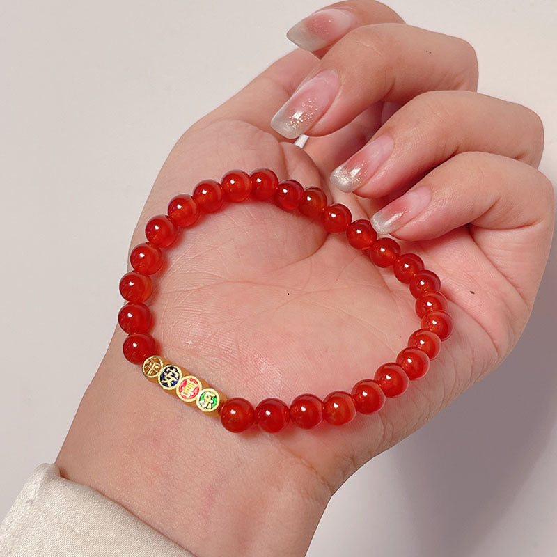 Red Agate Beaded Bracelet for New Year