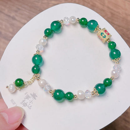 Red Agate Green Agate Pearl Bracelet