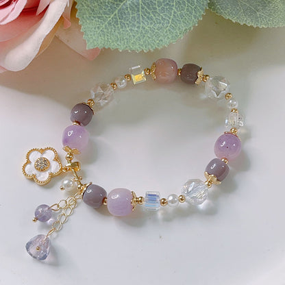 Cute Crystal Bracelet with Star and Flower Charms