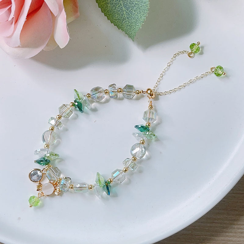 Cute Crystal Bracelet with Star and Flower Charms