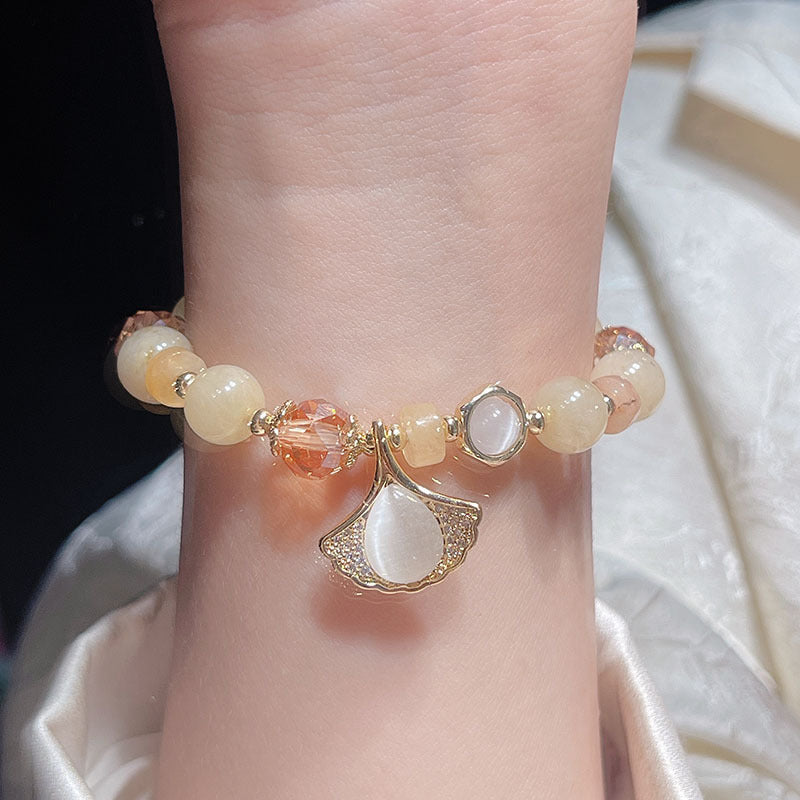 Natural Crystal Fox Lucky Clover Bracelet