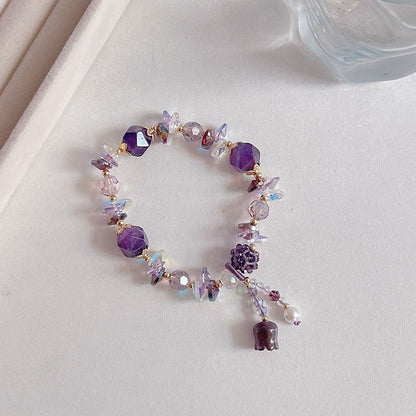 Natural Crystal Fox Lucky Clover Bracelet