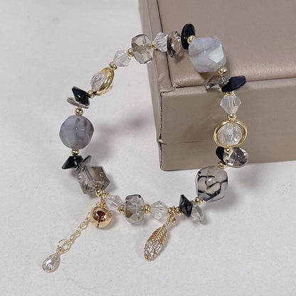 Irregular Crystal and Agate Bead Bell Bracelet