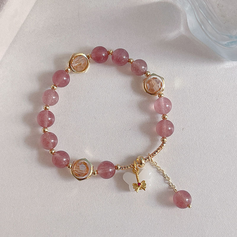 Natural Crystal Fox Lucky Clover Bracelet