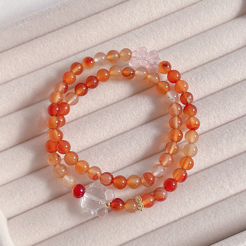 Natural Agate Simple Fresh Bracelet with Removable Lotus Pendant