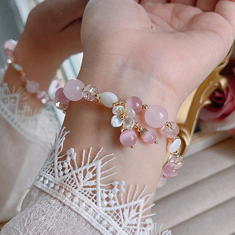 Fresh Flower Tassel Pendant Bracelet