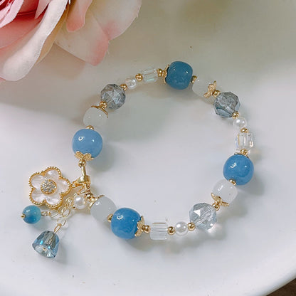 Spring/Summer Flower Bracelet with Natural Stone Crystal for Women