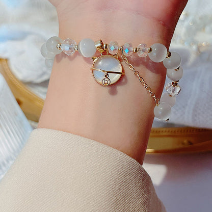 Cat's Eye Stone Bracelet Women's Minimalist Style Ins Wind Lucky Cat Fox Fish Tail Bear Hand String Student Bestie Hand Decoration