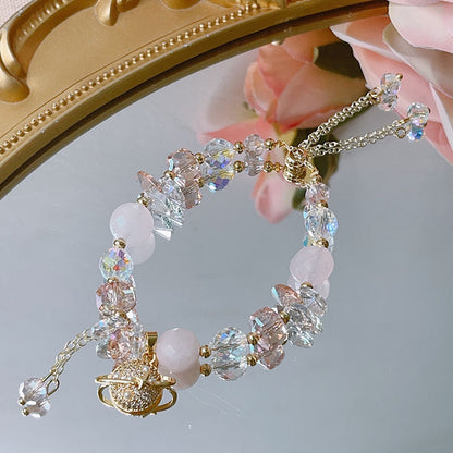 Cute Crystal Bracelet with Star and Flower Charms