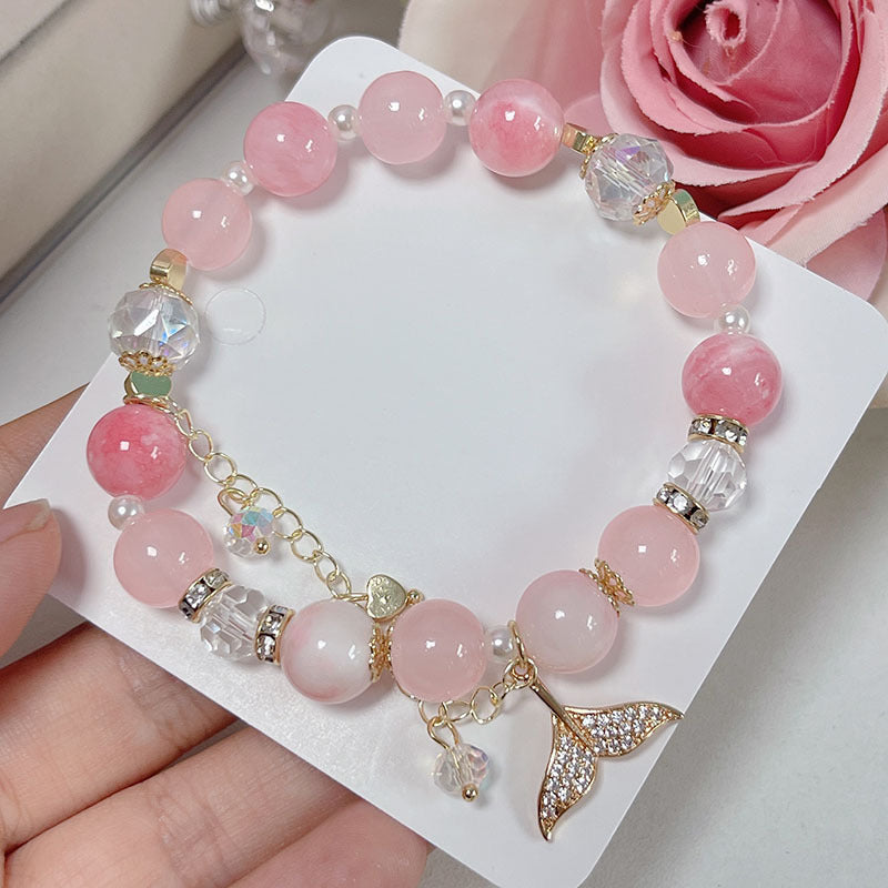 Candy Color Natural Stone Beaded Bracelet for Fairy Tail Girls