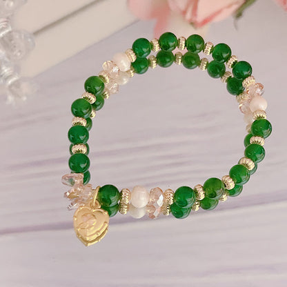 Dreamy Purple Crystal and Green Agate Beaded Bracelet