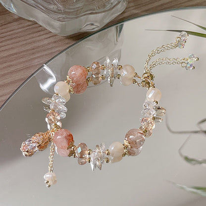 Colorful Natural Stone Crystal Pearl Bracelet Set for Fashionable Girls