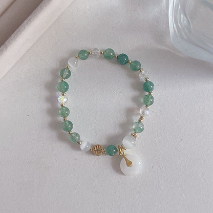 Natural Crystal Fox Lucky Clover Bracelet