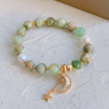 Natural Stone Moon and Star Layered Bracelet