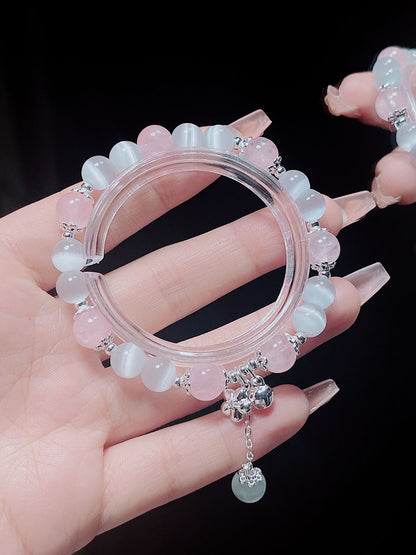 Sweet and Fresh Ins Style Pink Crystal Blue Stone Moon Star Fish Tail Bracelet